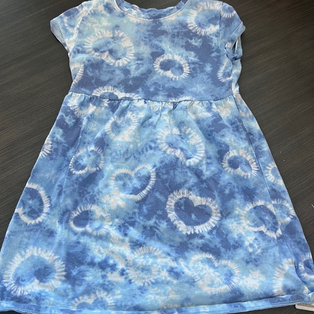 Blue heart tie-dye dress